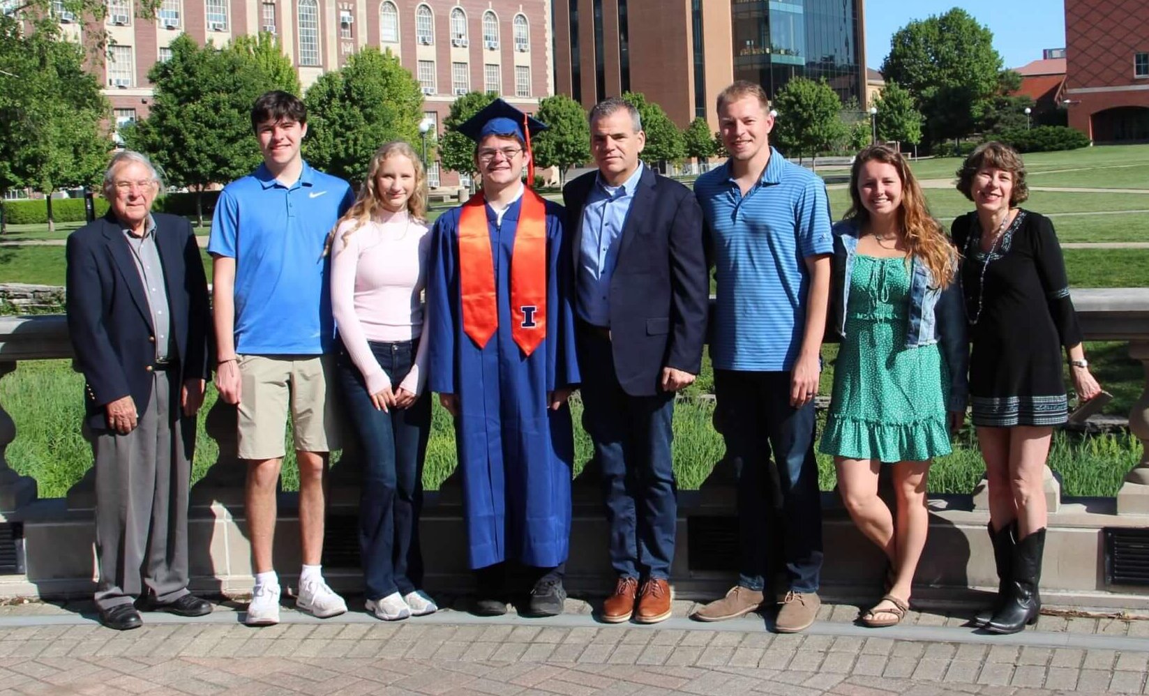 Thomas Beahn and family celebrating graduation